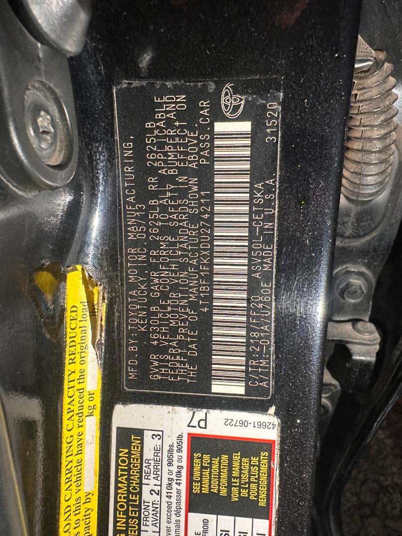 
								Distress! Distress!! 2013 Camry  UNTEMPERD ENGINE AND GEAR.. 7.3M full									