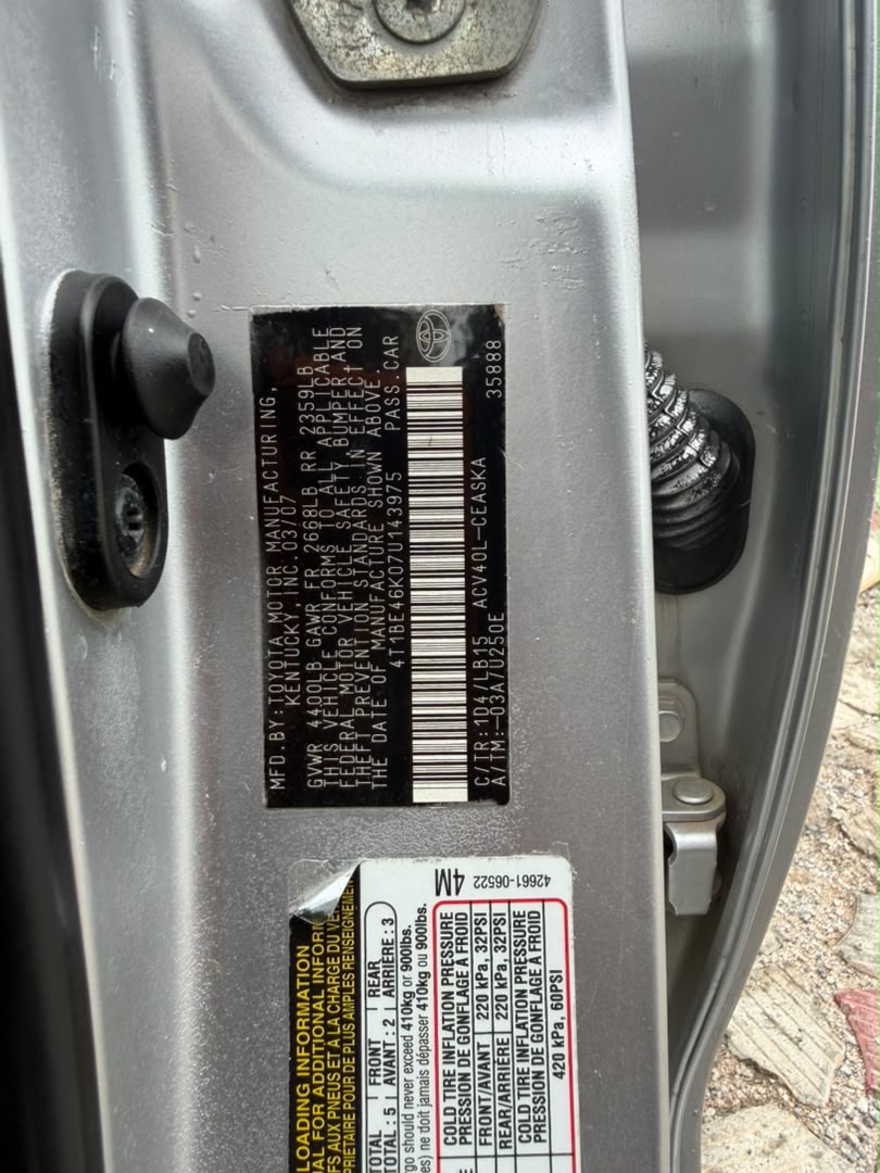
								NEATLY USED 2008 TOYOTA CAMRY SPORT PRICE: 7M full									